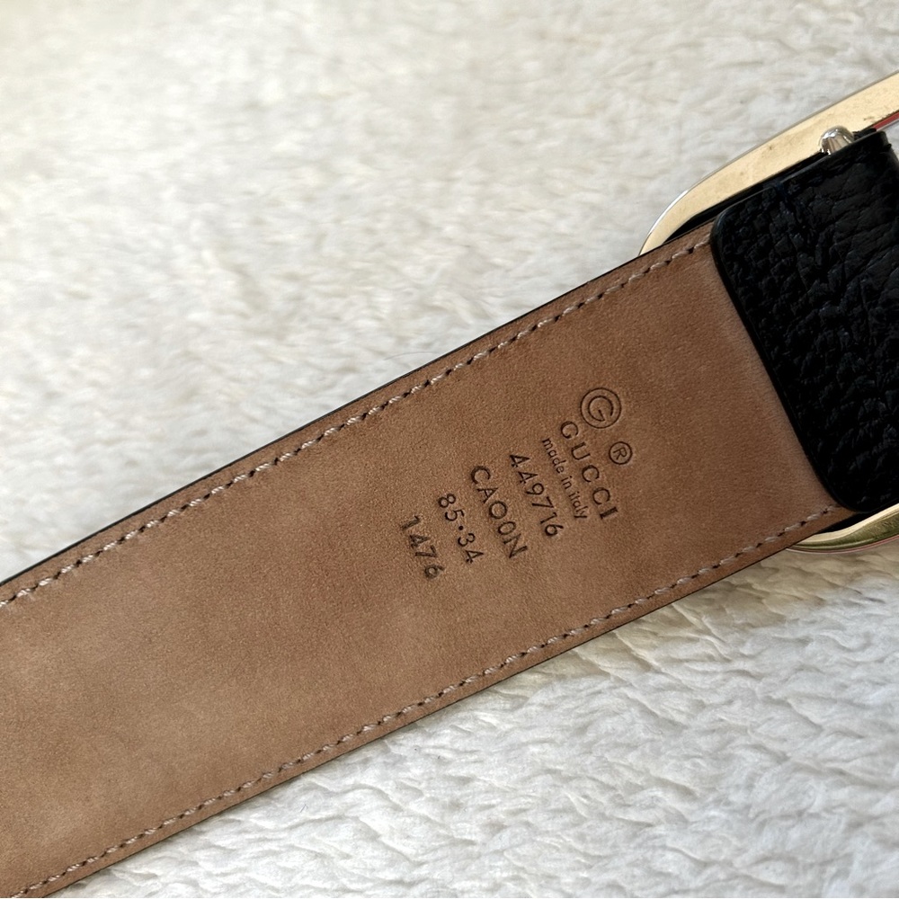 Gucci Black Leather Belt with Silver Buckle - Picture 6 of 6
